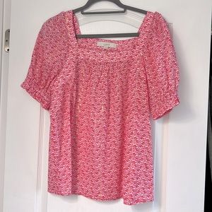 NWT LOFT Shimmer Puff Sleeve Square Neck Top Size Small